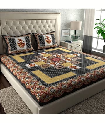 ABHACLOTHO Cotton 1 Double Bedsheet with 2 Pillow Covers ( Multicolor )