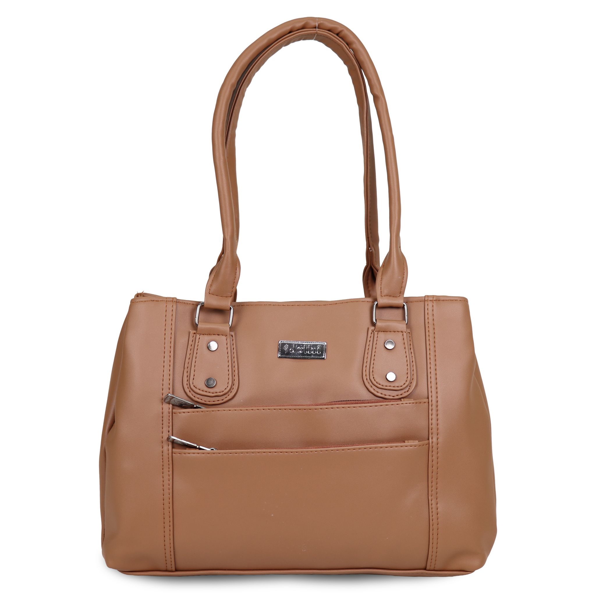 Jothi Duvera Premium Womens Handbag | 3-Compartment Synthetic Leather Tote | Tumbled Matte Finish | Water-Resistant | Soft Base | Light Brown