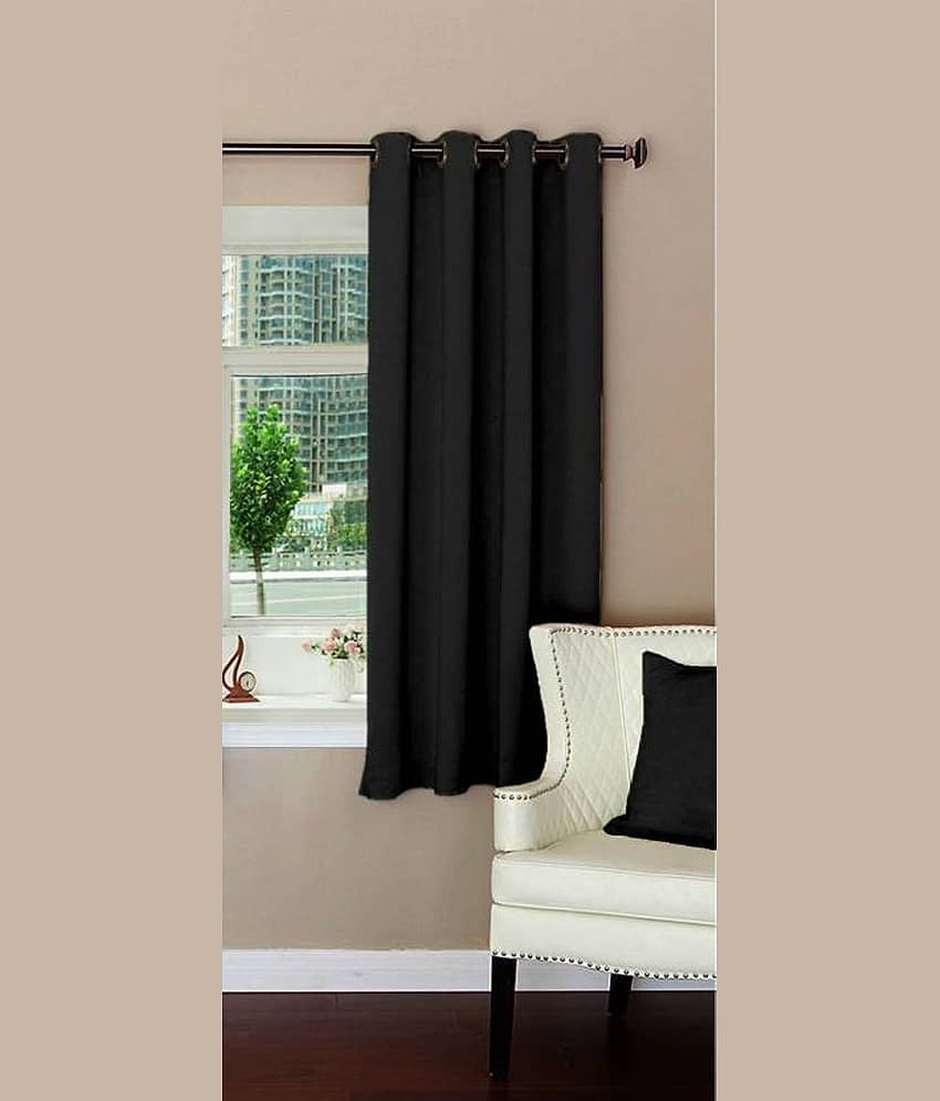 N2C Home Solid Semi-Transparent Eyelet Curtain 5 ft ( Pack of 1 ) - Black