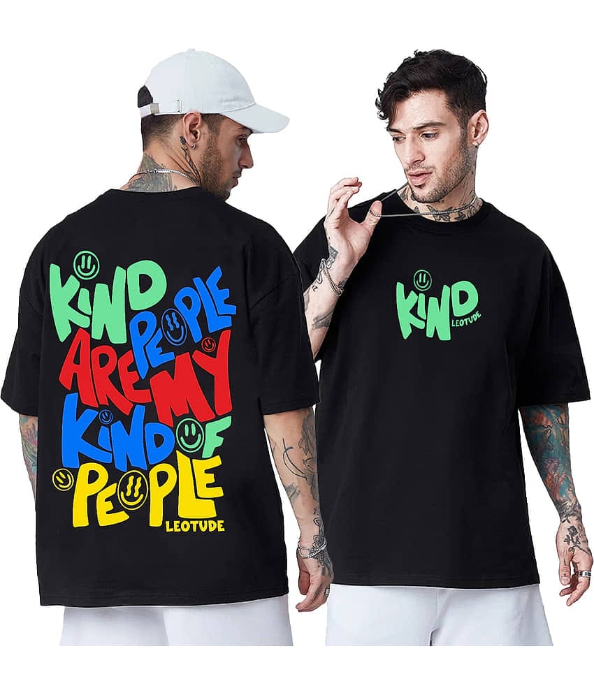 Leotude Pack of 1 Cotton Blend Oversized Fit Men's T-Shirt ( Black )