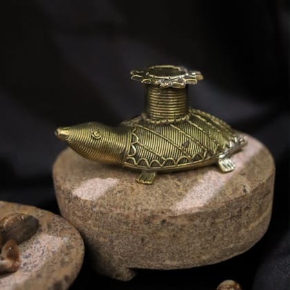 Dhokra Crafted Tortoise Candle Stand