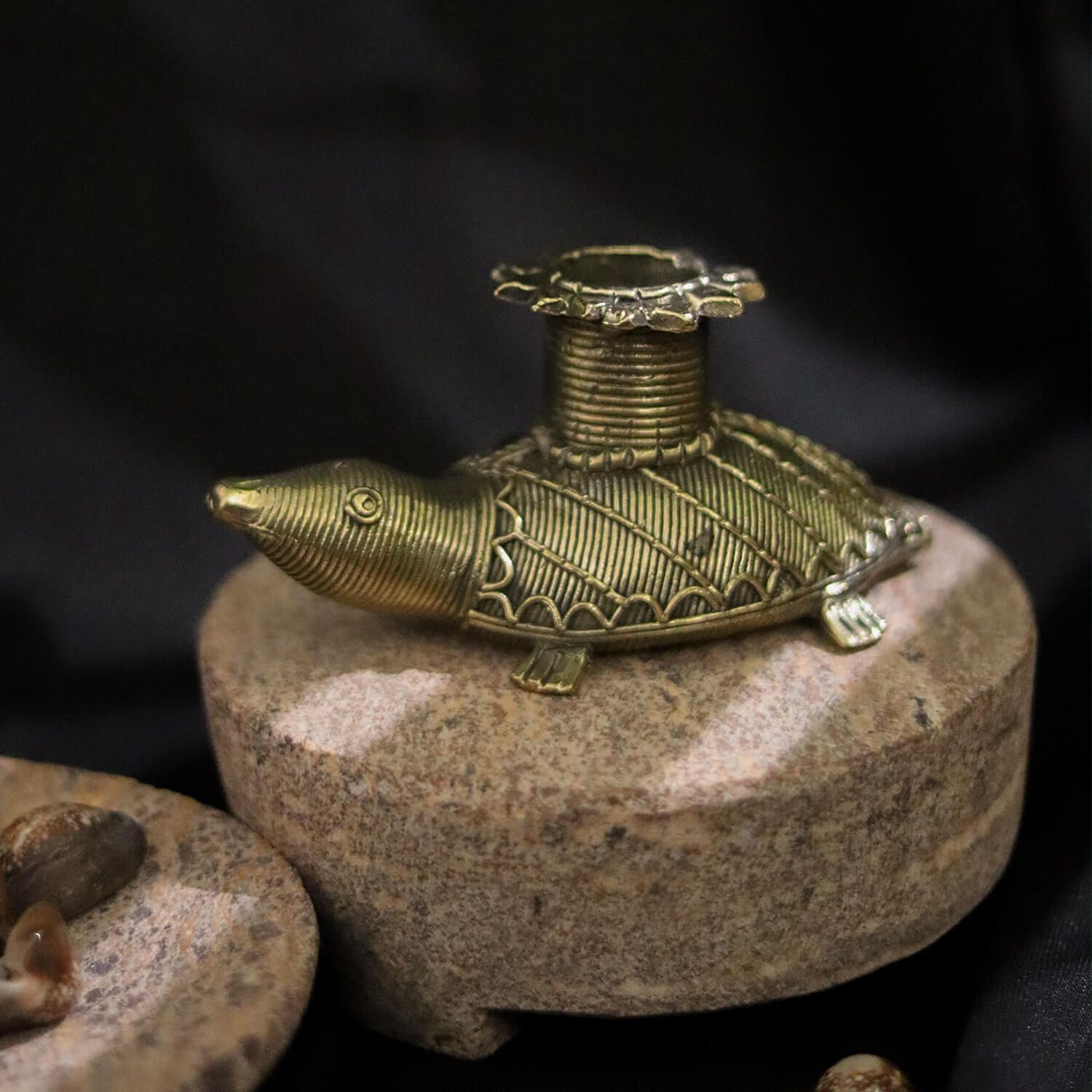 Dhokra Crafted Tortoise Candle Stand