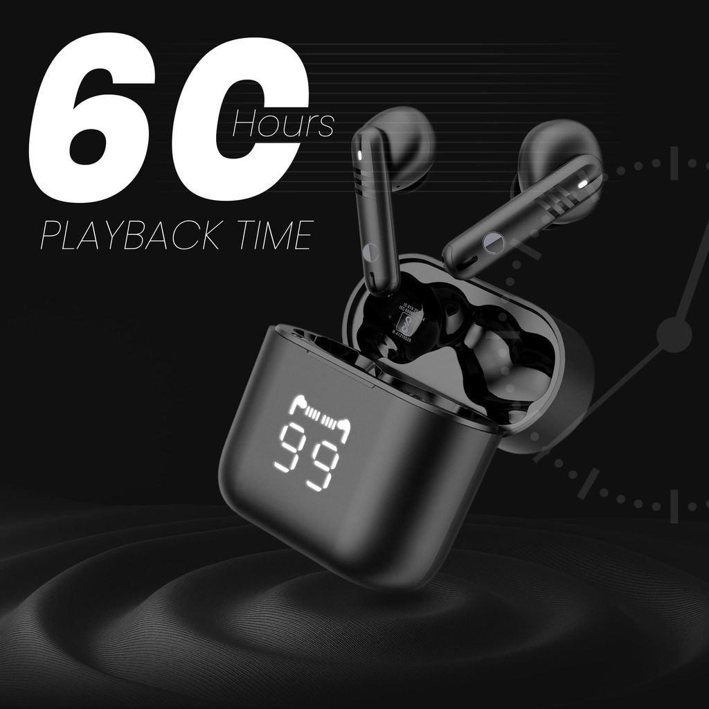 CELLECOR BroPods CB55 Waterproof TWS with 60 Hours Playtime, Automatic Pairing, HD Sound and 5.1V Bluetooth (BLACK)