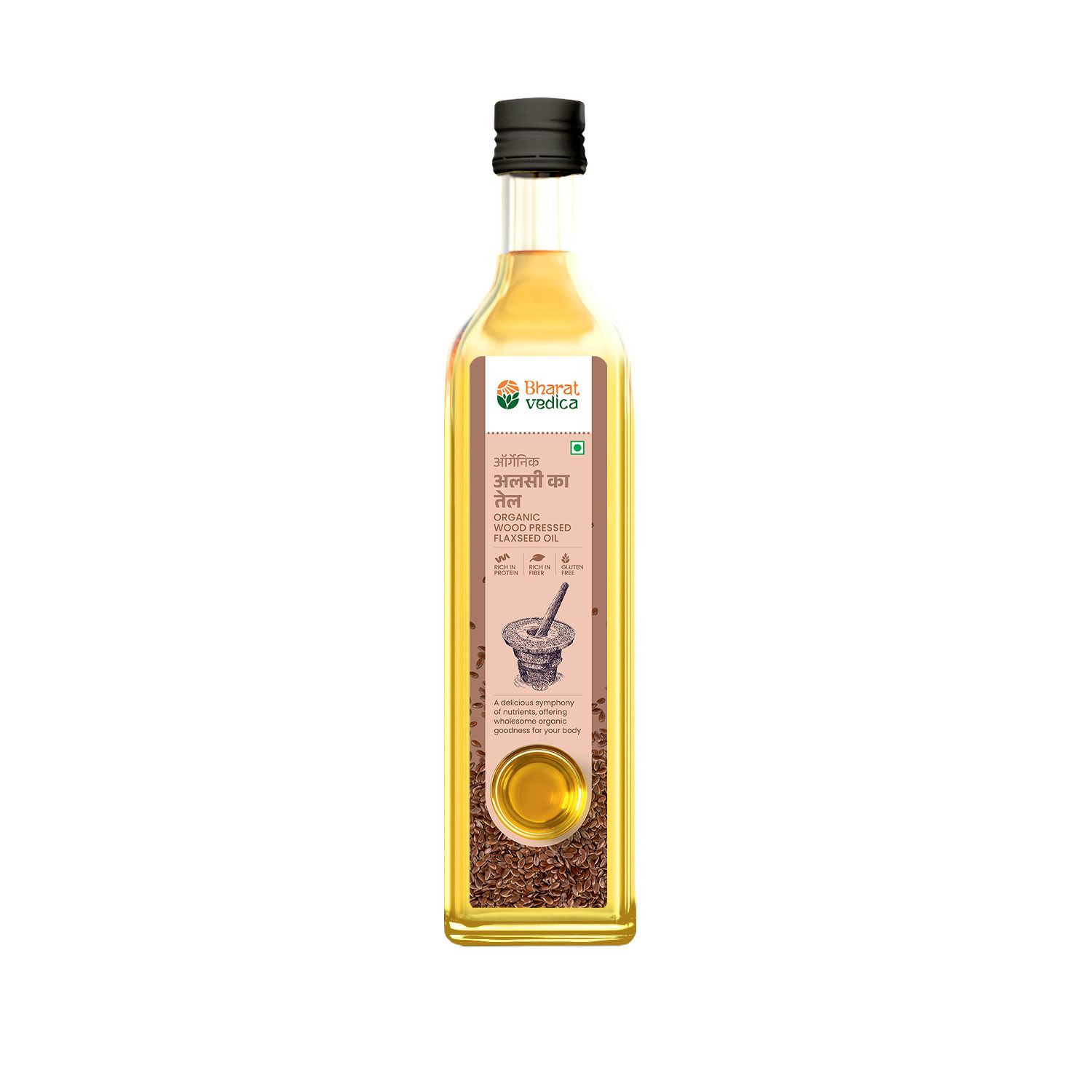 Bharat Vedica Wood Pressed Organic Flaxseed Oil, 500 ml