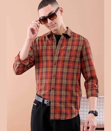 The Indian Garage Co. 100% Cotton Regular Fit Checks Full Sleeves Mens Casual Shirt - Red ( Pack of 1 ) - None