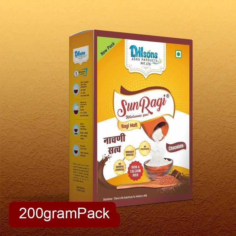 Sunragi Chocolate Ragi Malt (200g) | Calcium & Fiber Rich | Healthy Chocolate Malt Drink
