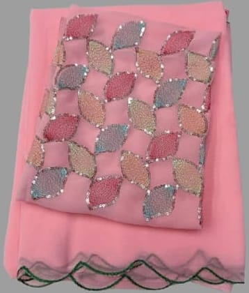 Kalpana Creation Georgette Solid Saree With Unstitched Blouse Piece ( Multicolor )
