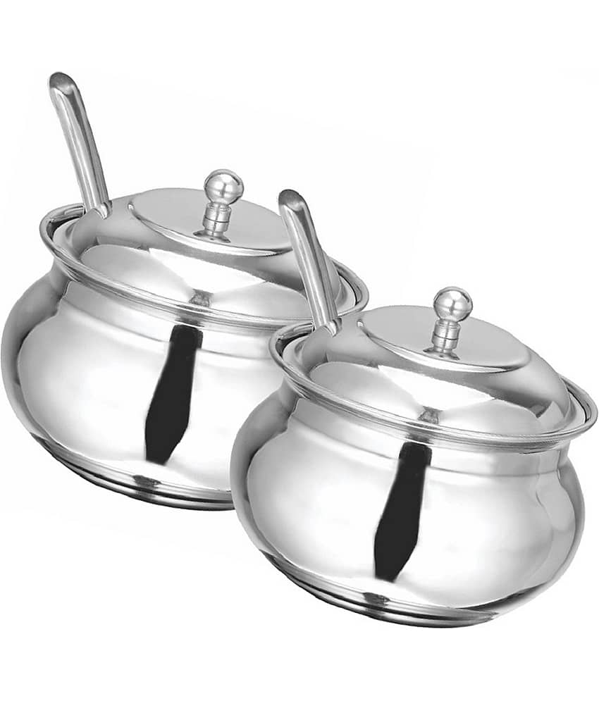 erum - oil container Silver Steel Oil Container ( Set of 2 ) - 200 ml