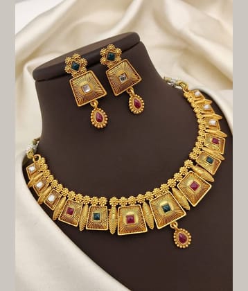 Shivay Fashion Golden Alloy Necklace Set ( Pack of 1 )