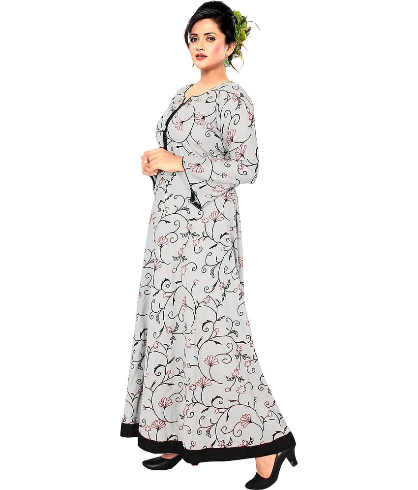 HAYA - Grey Rayon Women's Flared Kurti