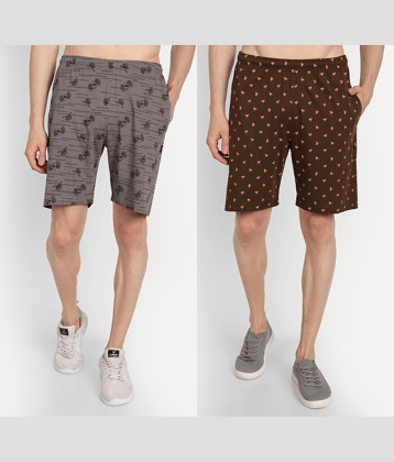 Zeffit - Multicolor Cotton Blend Men's Shorts ( Pack of 2 )