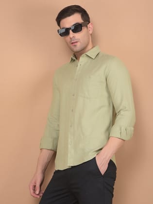 Green 100% Cotton Shirt-M / Green