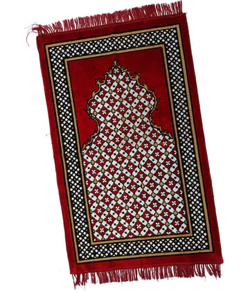 ADIRNY Red Single Velvet Prayer Mat ( 110 X 70 cm )