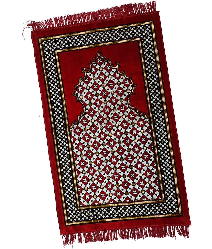 ADIRNY Red Single Velvet Prayer Mat ( 110 X 70 cm )