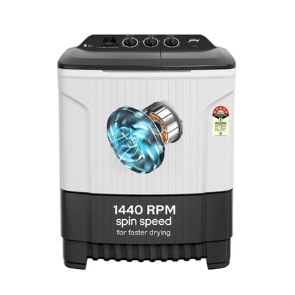 Godrej 7.5 Kg 5 Star, Trio Scrub Pulsator for Powerful scrub and Stain Removal, Toughened Glass Translucent Lid, Semi Automatic Top Load Washing Machine (WS EDGE CLS 75 5.0 PN2 GPGR, Graphite Grey) Godrej 7.5 Kg 5 Star, Trio Scrub Pulsator for Powerful s