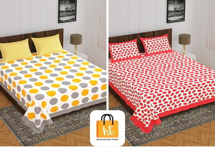 2201-Hometrade India- Standard Double Size (90*100 in )-Combo Double Bedsheet