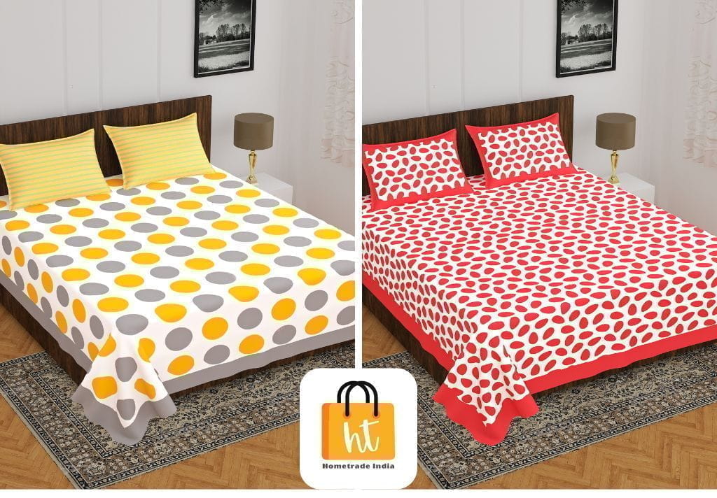 2201-Hometrade India- Standard Double Size (90*100 in )-Combo Double Bedsheet