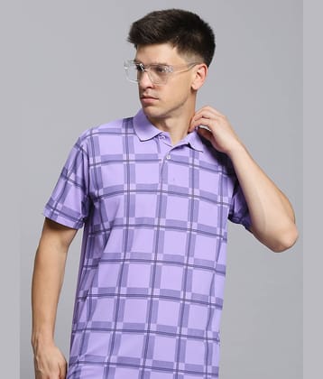 The Million Club Pack of 1 Cotton Blend Regular Fit Printed Half Sleeves Men's Polo T Shirt ( Lavender )