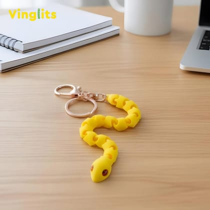 Vinglits Bugsy & Scaly 3D Printed Keychains – Articulated Animal Toys, Pocket-Friendly Keyrings, Stress Relief Desk Toys for Kids & Adults, Collectible Accessories (Snake - Sylops, Medium)