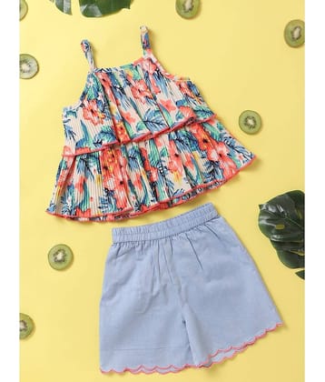 Nauti Nati Pack of 1 Girls Polyester Top With Shorts ( Multicolor )