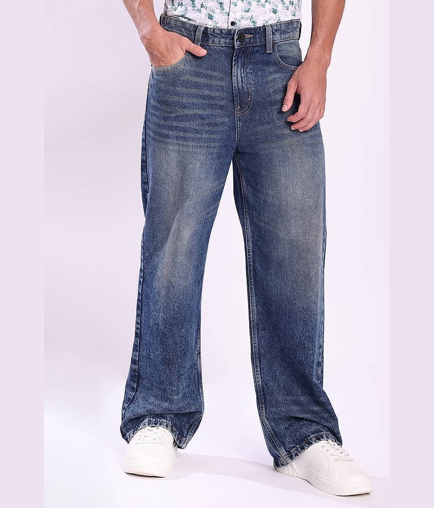 Bene Kleed Clean Look Men's Jeans - Navy Blue ( Pack of 1 )