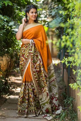 Trendy Yellow Color Linen Digital Printed Sari 1044