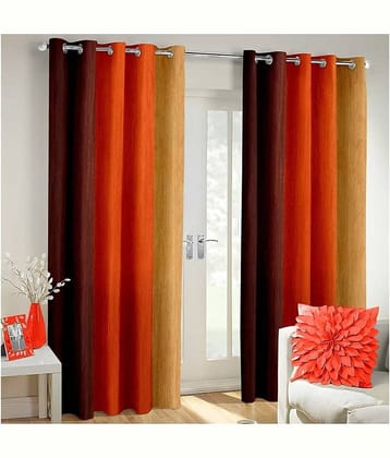 Homefab India Floral Blackout Eyelet Window Curtain 5ft (Pack of 2) - Orange