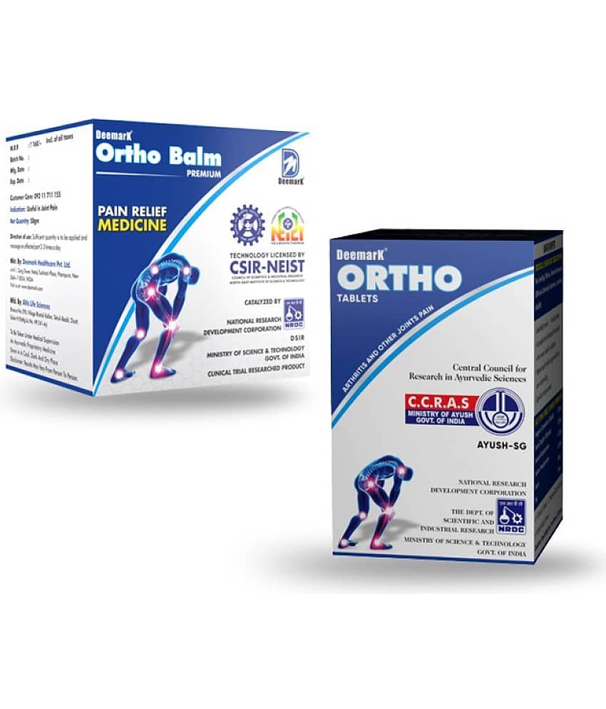 Deemark Ortho Balm 50grm + Ortho Tab 30 for Muscles & Joint Pain Arthritis & Twitching Joint related problems