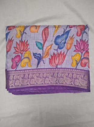 Elegant Floral Handloom Silk Saree in Navy Blue