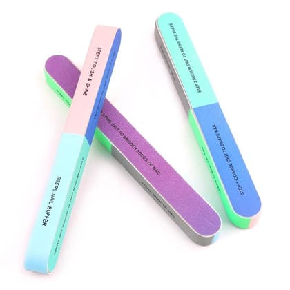Elecsera 7 Ways Nail Buffer Block Shiner Filer/Nail Filer (Color may Vary) (Set of 3)