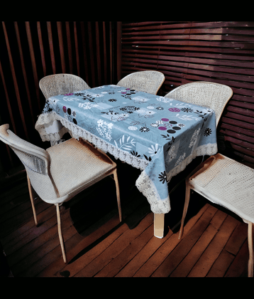 mopak decor Printed Polyester 4 Seater Square Table Cover ( 229 x 152 ) cm Pack of 1 Green