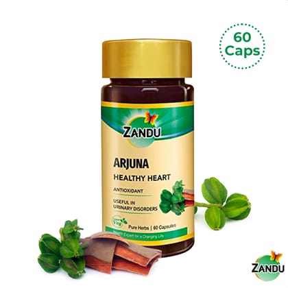 Zandu Arjuna Capsules for Heart Health & Urinary Infections (60 Caps)