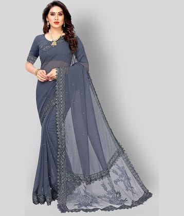 Apnisha Georgette Saree With Unstitched Blouse Piece ( Light Green )