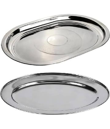 Dynore Serving Tray Plain Stainless Steel Serving Tray 200 ml Silver ( Set of 2 )