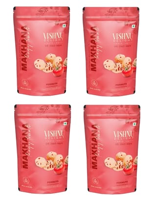 Vishnu Delight Tomato Treat Organic Roasted Makhana, (60g Each Pack of 4), Tangy Tomato Flavored - Perfect Snack for Those Who Love the Taste of Fresh Tomatoes
