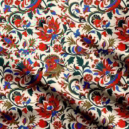 Pichwai majestic motifs Print Fabric-Cotton