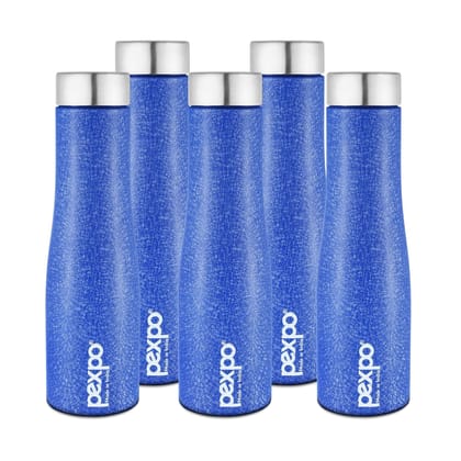 PEXPO Stainless Steel Fridge Water Bottle, 1L, Pack Of 5 Blue, Monaco | Fast Cooling & Leak-Proof Water Bottle
