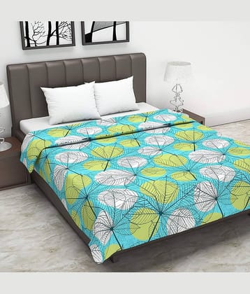 DIVINE CASA Double Cotton Green Floral Dohar