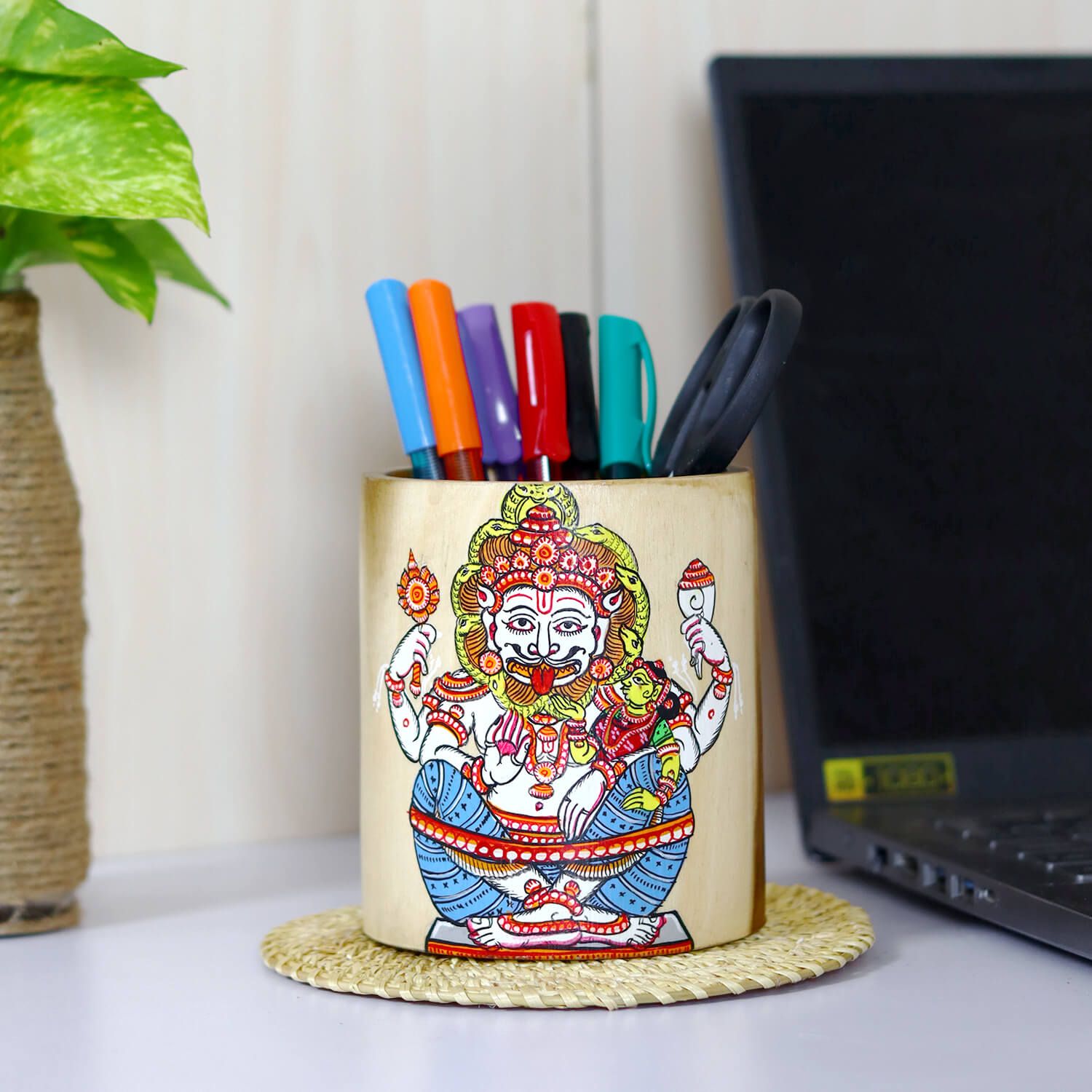 Wooden Pattachitra Pen / Pencil Stand