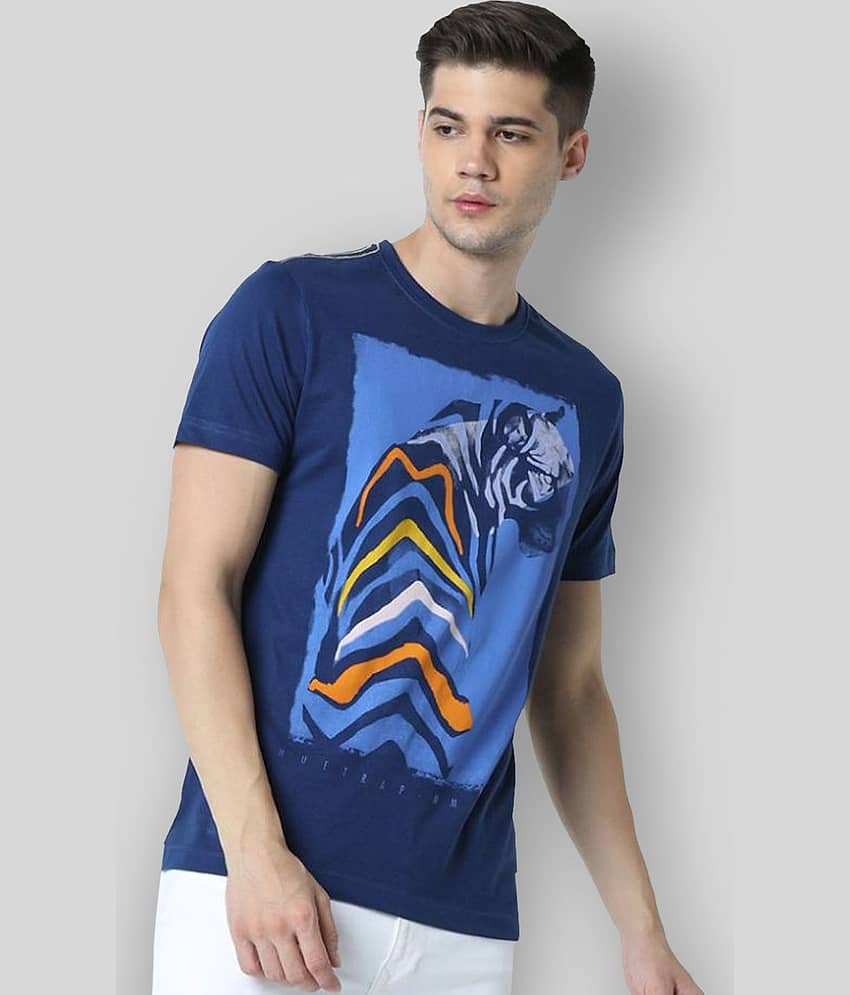 Huetrap Pack of 1 Cotton Regular Fit Men's T-Shirt ( Blue )