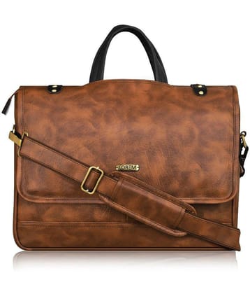 Lorem Tan Faux Leather Office Bag - Tan