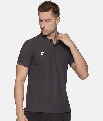 Omtex - Charcoal Cotton Regular Fit Men's Sports Polo T-Shirt ( Pack of 1 )
