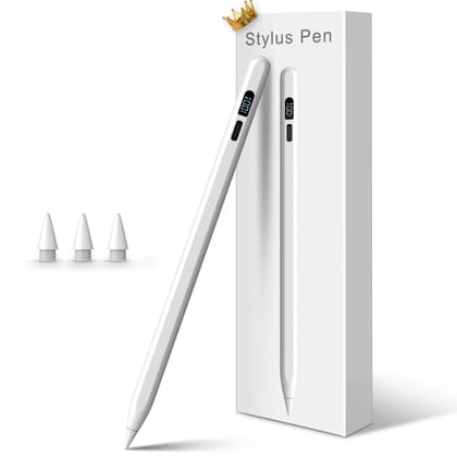 StylusHome iPad Pencil LED Display 15 Mins Fast Charge Stylus Pen for iPad with Palm Rejection for 2018-2025 iPad Air 3/4/5/M2/M3, iPad mini 5/6, iPad 6/7/8/9/10/11, iPad Pro 11",12.9"&M4 (White) StylusHome iPad Pencil LED Display 15 Mins Fast Charge Sty