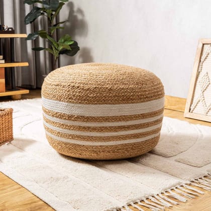 Natural Harmony Jute Pouf-20"x12"