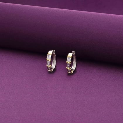 Sterling Silver Knot Hoops-White Stone / Silver