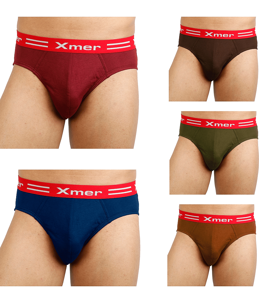 XMER Pack of 5 Cotton Briefs For Men's ( Multicolor )