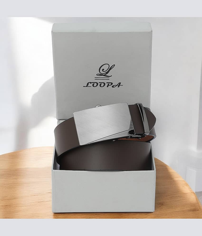Loopa - Brown 100% Leather Men's Formal Belt ( Pack of 1 )