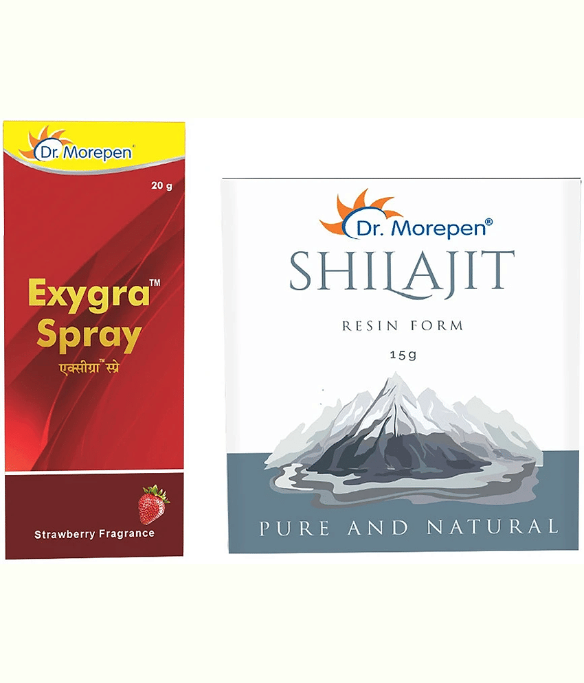 Dr. Morepen Exygra Spray Strawberry Fragrance (20g) + Pure and Natural Shilajit Resin Form (15g)