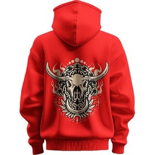 BULL CLOTHING Men's Bull Graphic Red Hoodie  60 Cotton, 40 Polyester  280 GSM for Comfort  Durability (M)