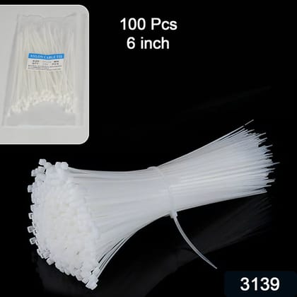 6Inch Nylon Self Locking Cable Ties, Heavy Duty Strong Zip Wire Tie. Pack of 100